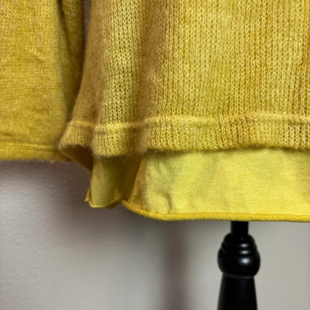 Scandal Women's XL Sweater Yellow Mohair Lady Pullover Jumper‎ Cozy Italy Made